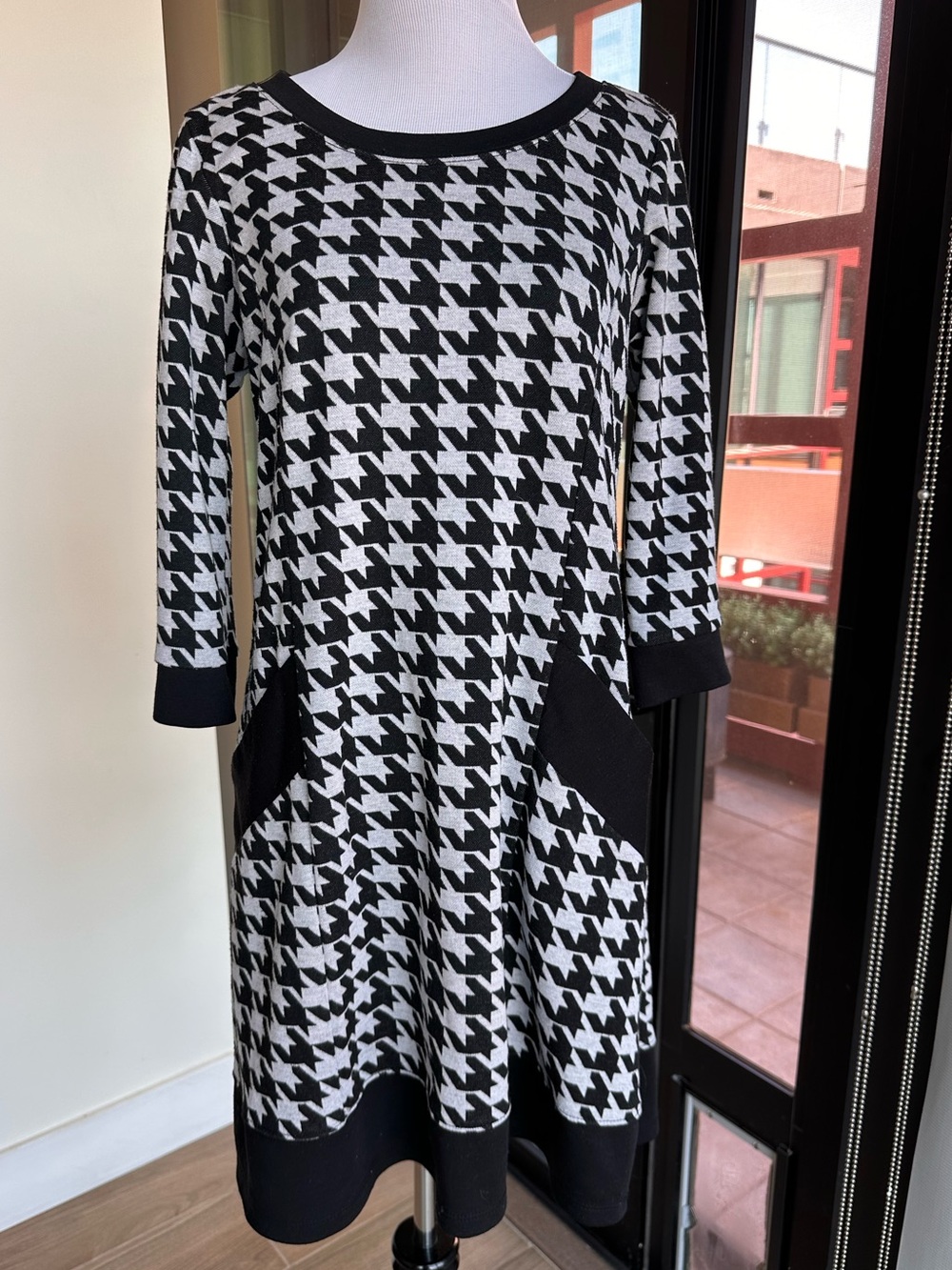 Rabbit Rabbit Rabbit Black & White Houndstooth Midi Dress